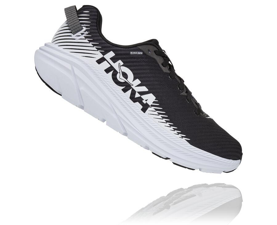 Hoka Australia One One Rincon 2 - Mens Running Shoes Black/White - SEPAQ-2481